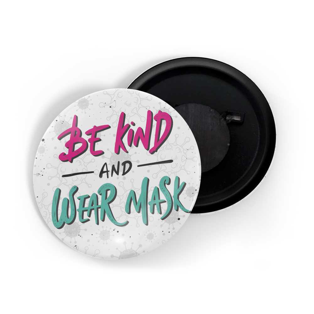 dhcrafts Fridge Magnet Covid White Be Kind And Wear Mask coronavirus Covid 19 pandemic positive quote Glossy Finish Design Pack of 1